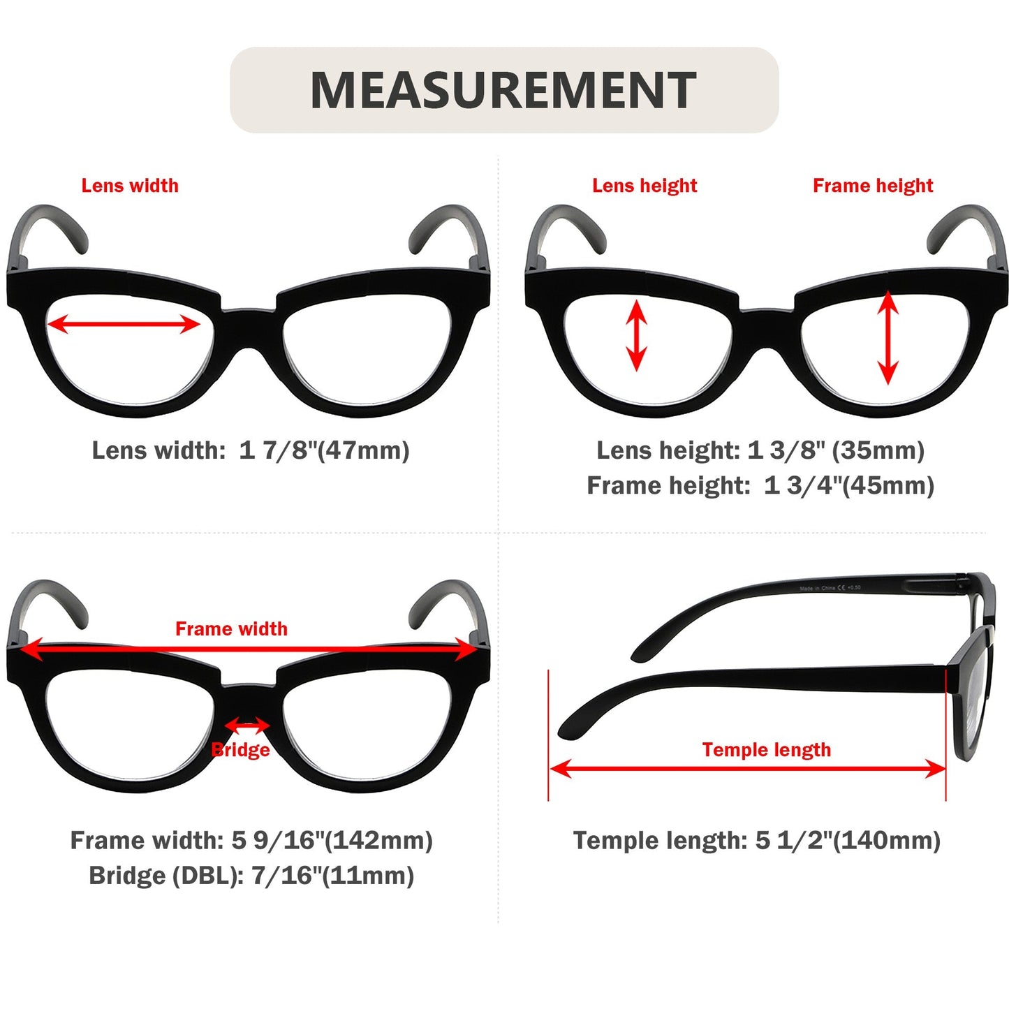 5 Pack Fashionable Cat-eye Reading Glasses R2102