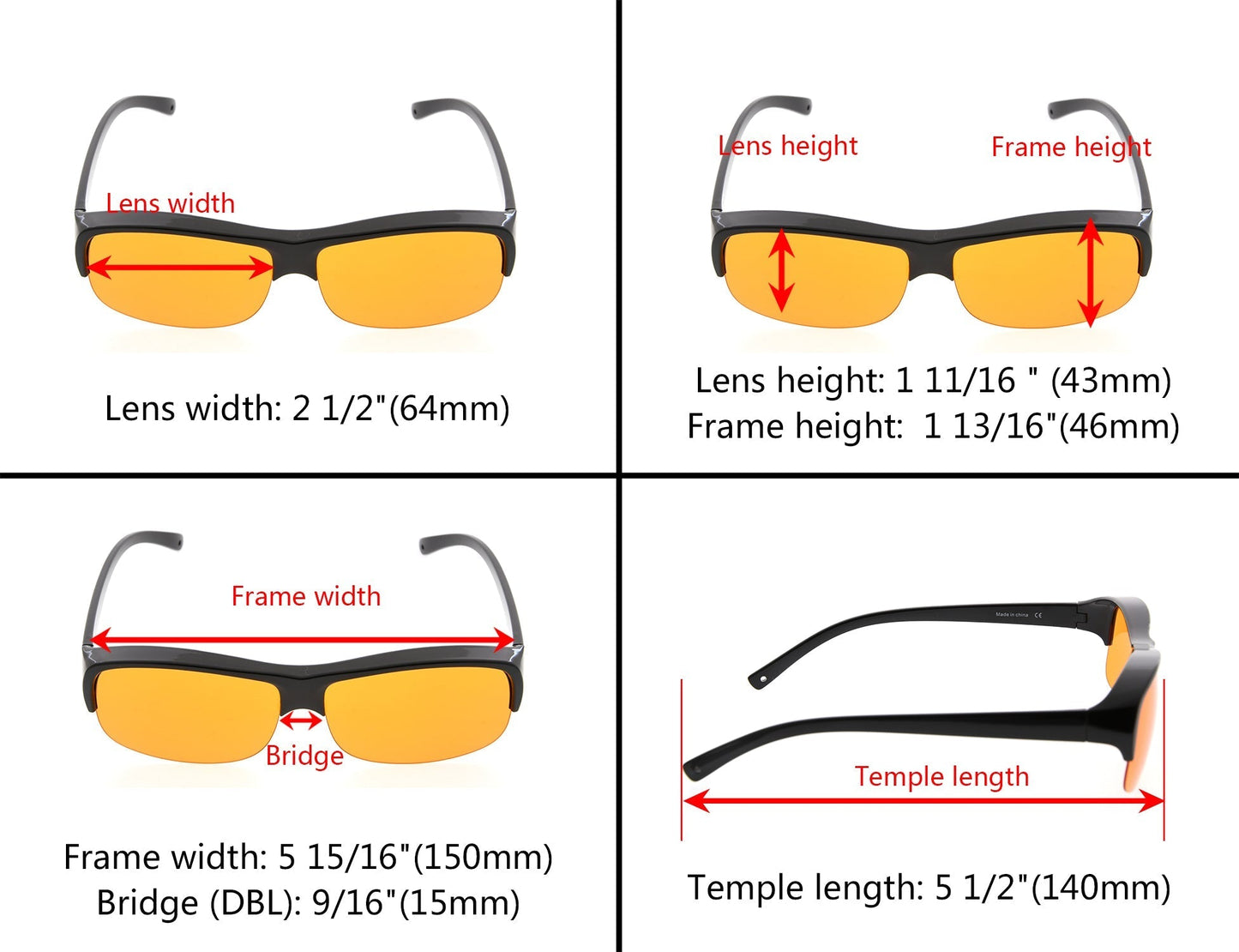 Half Rim Fitover Glasses Blue Light Blocking Eyeglasses DSXM1801